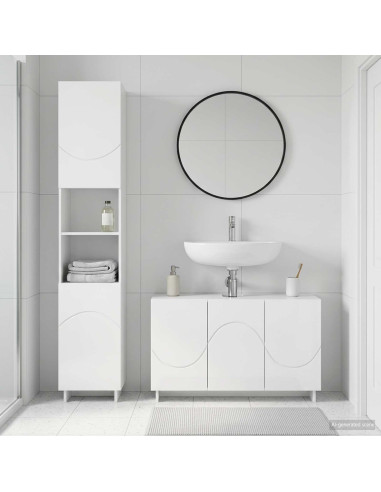 Set mobili da bagno 2 pz Bianco Lucido Legno ingegnerizzato