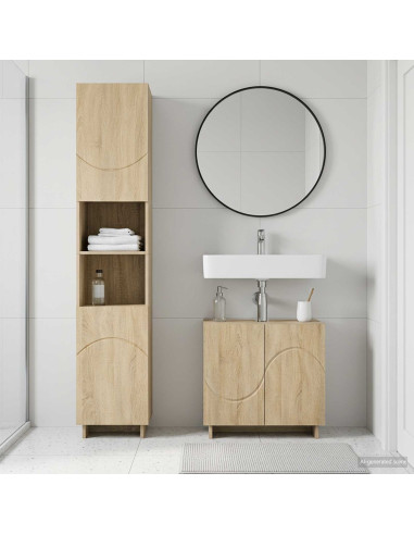 Set mobili da bagno 2 pz Rovere Sonoma Legno ingegnerizzato