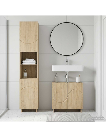 Set mobili da bagno 2 pz Rovere Sonoma Legno ingegnerizzato
