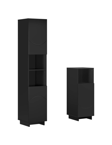 Set mobili da bagno 2 pz Nero Legno ingegnerizzato