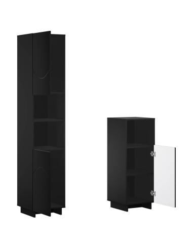 Set mobili da bagno 2 pz Nero Legno ingegnerizzato
