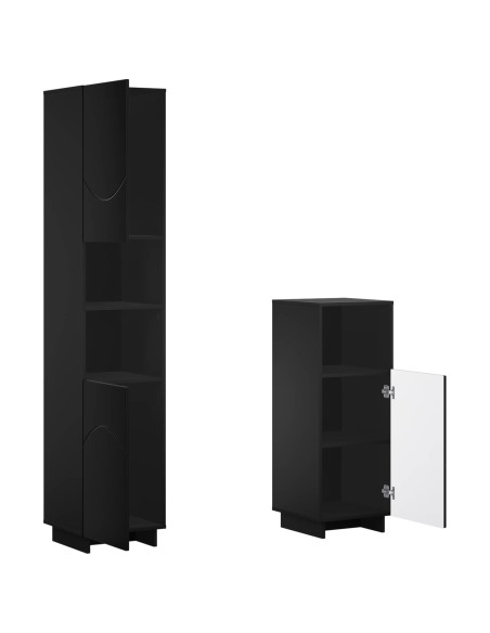 Set mobili da bagno 2 pz Nero Legno ingegnerizzato