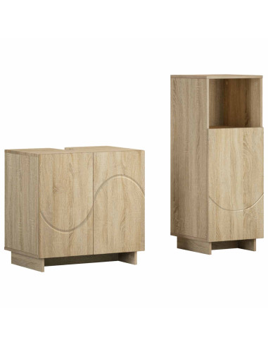 Set mobili da bagno 2 pz Rovere Sonoma Legno ingegnerizzato