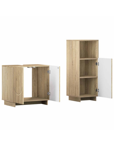 Set mobili da bagno 2 pz Rovere Sonoma Legno ingegnerizzato