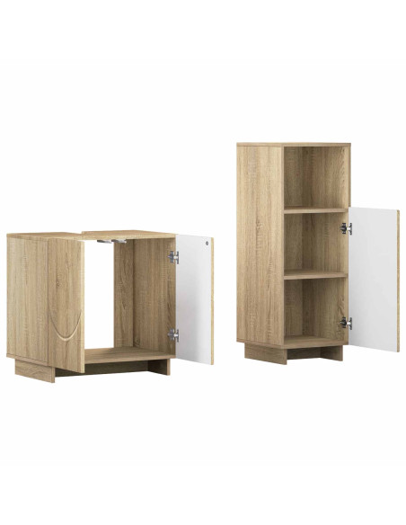 Set mobili da bagno 2 pz Rovere Sonoma Legno ingegnerizzato