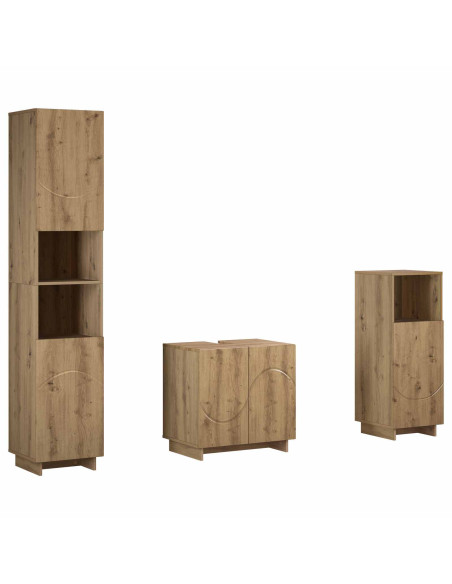 Set mobili da bagno 3 pz Rovere Artigianale