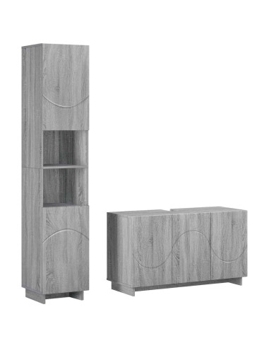 Set mobili da bagno 2 pz Sonoma grigio Legno ingegnerizzato