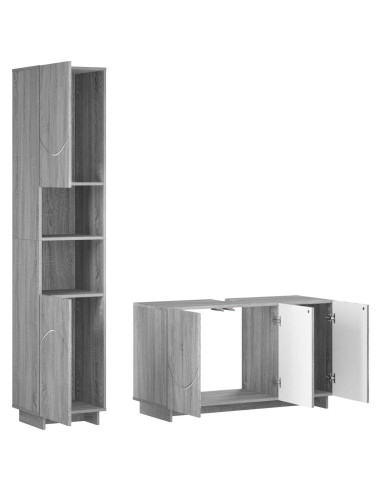 Set mobili da bagno 2 pz Sonoma grigio Legno ingegnerizzato