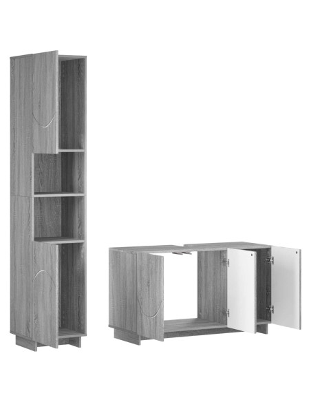 Set mobili da bagno 2 pz Sonoma grigio Legno ingegnerizzato