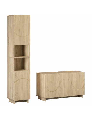 Set mobili da bagno 2 pz Rovere Sonoma Legno ingegnerizzato