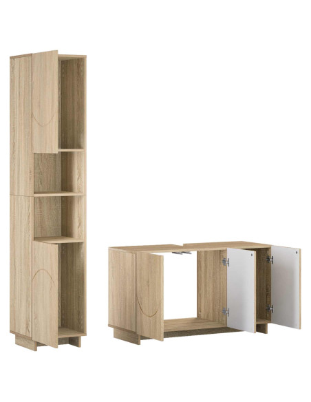 Set mobili da bagno 2 pz Rovere Sonoma Legno ingegnerizzato