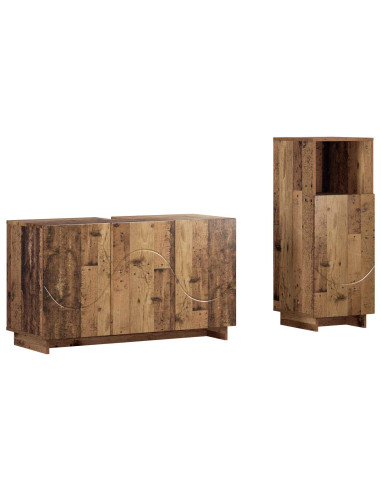 Set mobili da bagno 2 pz Legno antico Legno ingegnerizzato