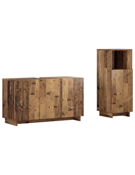Set mobili da bagno 2 pz Legno antico Legno ingegnerizzato