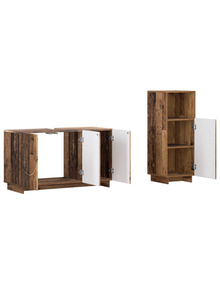 Set mobili da bagno 2 pz Legno antico Legno ingegnerizzato