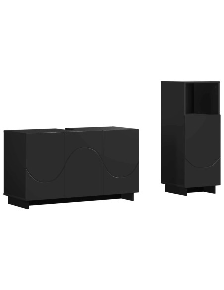 Set mobili da bagno 2 pz Nero Legno ingegnerizzato