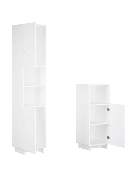 Set mobili da bagno 2 pz Bianco Lucido Legno ingegnerizzato