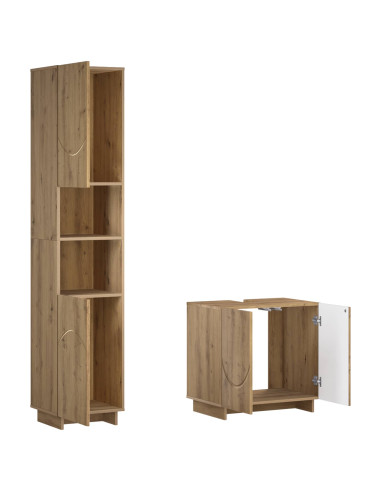 Set mobili da bagno 2 pz Rovere Artigianale
