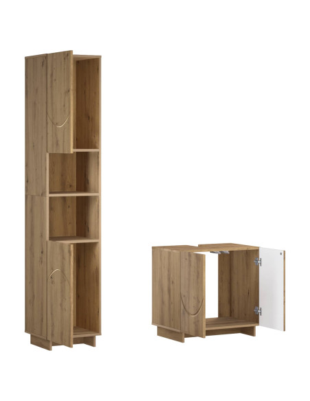 Set mobili da bagno 2 pz Rovere Artigianale