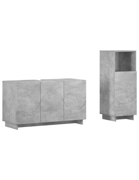 Set mobili da bagno 2 pz Grigio Cemento Legno ingegnerizzato