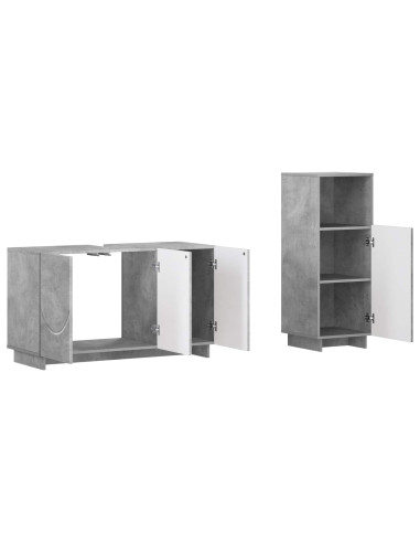 Set mobili da bagno 2 pz Grigio Cemento Legno ingegnerizzato