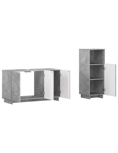 Set mobili da bagno 2 pz Grigio Cemento Legno ingegnerizzato