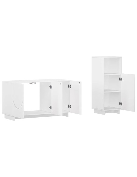 Set mobili da bagno 2 pz Bianco Lucido Legno ingegnerizzato