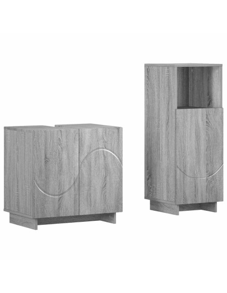 Set mobili da bagno 2 pz Sonoma grigio Legno ingegnerizzato