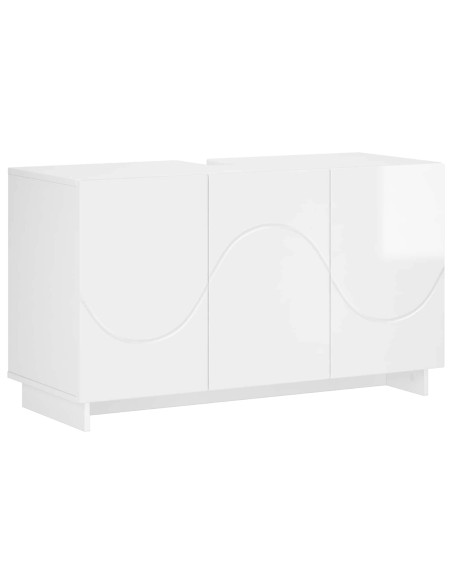 Set mobili da bagno 2 pz Bianco Lucido Legno ingegnerizzato