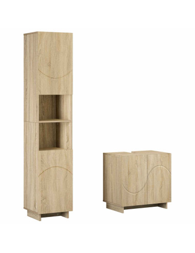 Set mobili da bagno 2 pz Rovere Sonoma Legno ingegnerizzato