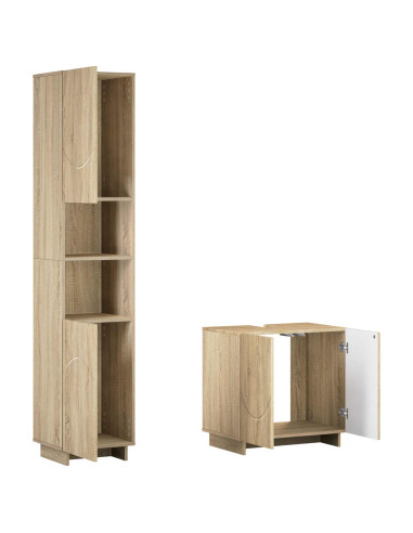 Set mobili da bagno 2 pz Rovere Sonoma Legno ingegnerizzato