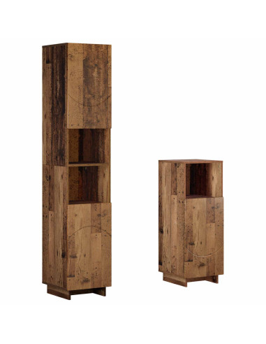 Set mobili da bagno 2 pz Legno antico Legno ingegnerizzato