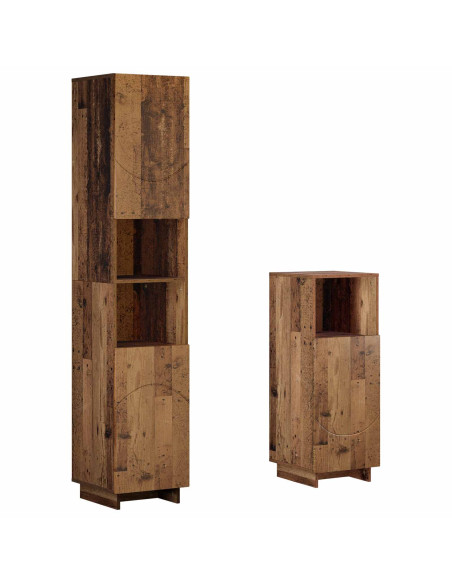 Set mobili da bagno 2 pz Legno antico Legno ingegnerizzato