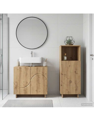 Set mobili da bagno 2 pz Rovere Artigianale