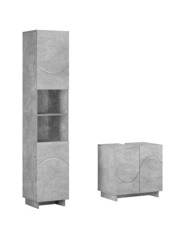Set mobili da bagno 2 pz Grigio Cemento Legno ingegnerizzato