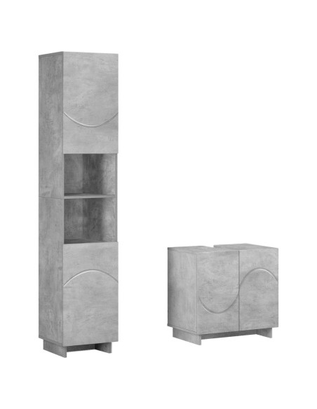 Set mobili da bagno 2 pz Grigio Cemento Legno ingegnerizzato