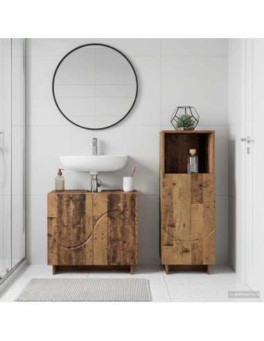 Set mobili da bagno 2 pz Legno antico Legno ingegnerizzato