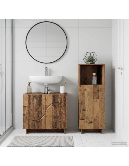Set mobili da bagno 2 pz Legno antico Legno ingegnerizzato