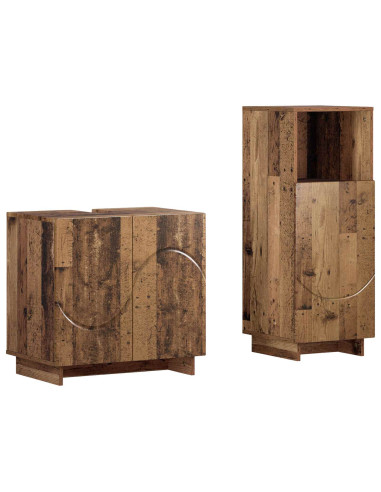Set mobili da bagno 2 pz Legno antico Legno ingegnerizzato