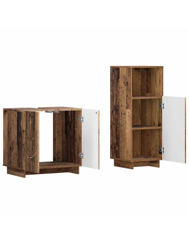 Set mobili da bagno 2 pz Legno antico Legno ingegnerizzato