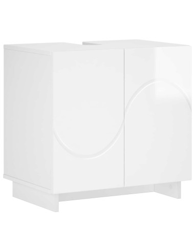 Set mobili da bagno 2 pz Bianco Lucido Legno ingegnerizzato