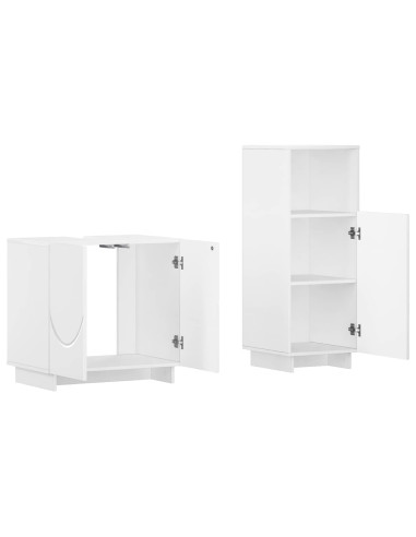 Set mobili da bagno 2 pz Bianco Lucido Legno ingegnerizzato