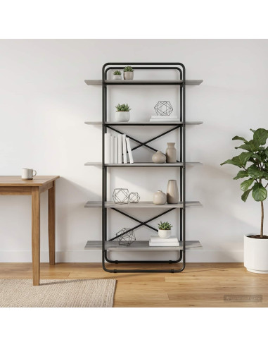 Libreria 5 livelli 100 x 35 x 175,5 cm PB Sonoma grigio