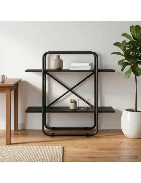 Libreria 2 livelli 80 x 35 x 70 cm PB Rovere Nero