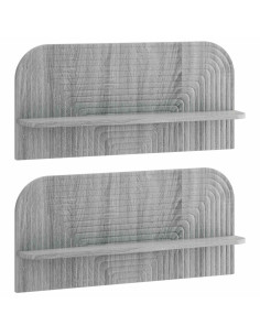 Scaffale da parete 2 pz Sonoma grigio 80,5 x 13,5 x 37,5 cm