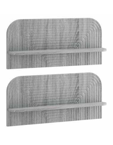 Scaffale da parete 2 pz Sonoma grigio 80,5 x 13,5 x 37,5 cm