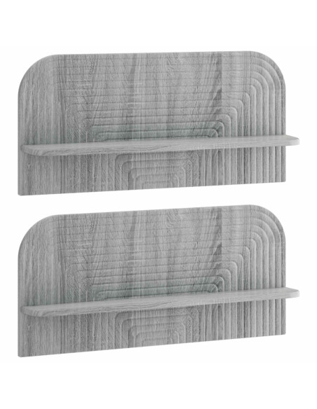 Scaffale da parete 2 pz Sonoma grigio 80,5 x 13,5 x 37,5 cm