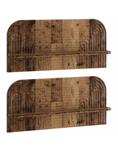Scaffale da parete 2 pz Legno antico 80.5 x 13.5 x 37.5 cm