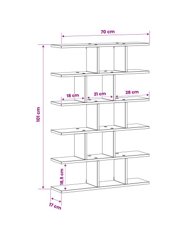 Scaffale da parete Grigio Cemento 70 x 17 x 101 cm