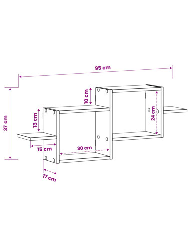 Scaffale da parete Legno antico 95 x 17 x 37 cm