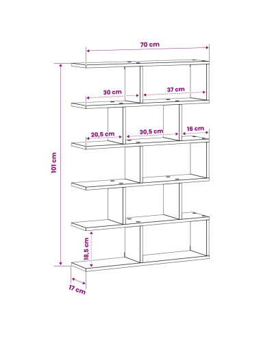 Scaffale da parete Sonoma grigio 70 x 17 x 101 cm